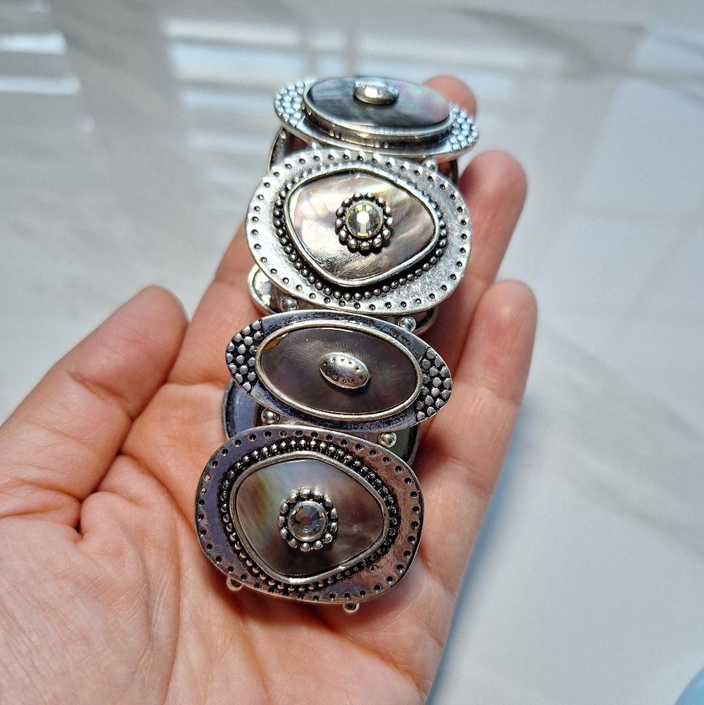 NEW! Boho Silver Stretchy Statement Bracelet